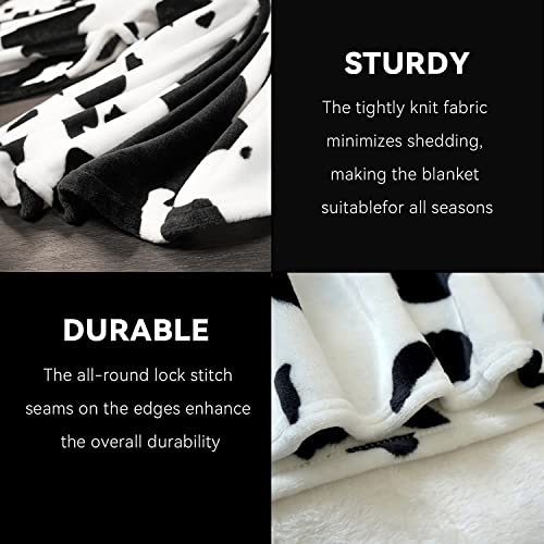 Gugvis Cow Blanket,Cow Print Blanket For Adult,Lightweight Black White Throw Blanket For Couch Sofa Bed Office For All Season, 60"×80" #TOP4