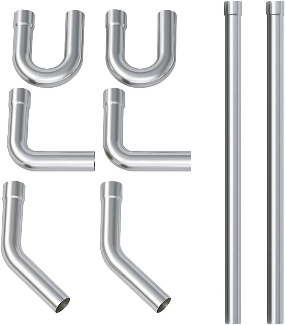 A-KARCK Aluminized Steel Mandrel Bends 8 Pcs, 2.5 Inches Stainless Steel DIY Custom Exhaust Tubing Pipe Straight & U-Bend Kit, Universal Fit
