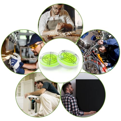 TXXATX 4 Stück Libelle Wasserwaage Ø 32 mm Dosenlibelle mit Luftblase Mini Wasserwaage Rund Schnurwasserwaage für Wohnmobil Wohnwagen Kamera Camper Gerade Ausrichten Videoprojektor Bilderrahmen