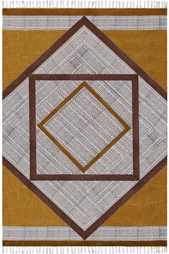Tapis lavable en coton jaune beige pour éviter la poussière - 2