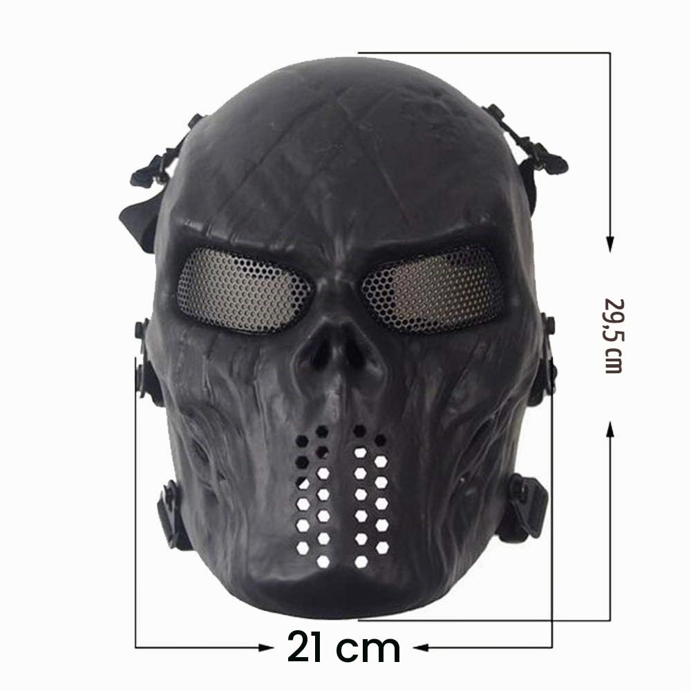 ATAIRSOFT Taktische Airsoft Paintball Skelett Schädel Maske, CS schützende Vollgesichtsmaske für Halloween Cosplay Maskerade