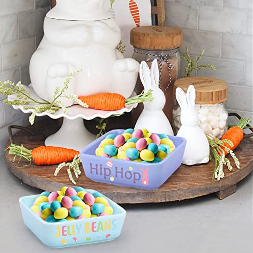 Easter Mini Candy Dish Set Of 2 Ceramic Bowl For Tiered Tray Decor Jelly Beans Hip Hop Bunny Easter Egg Table Shelf Decorations Cookie Spring Party Farmhouse Home Decor Housewarming Gift Idea #TOP5