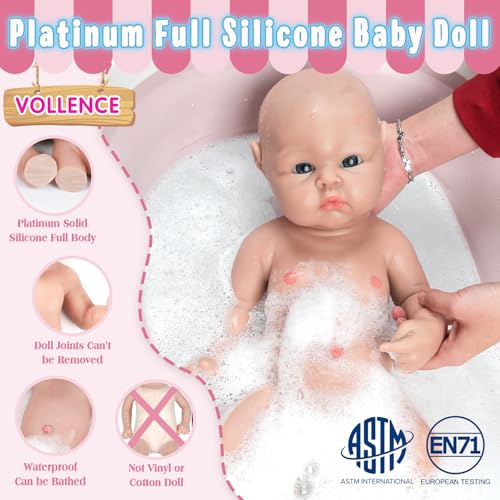 Vollence 48cm Reborn Baby Puppe Silikon, Keine Vinylpuppen, Realistische Neugeborene, Neugeborene Babypuppe - Mädchen – Bild 4