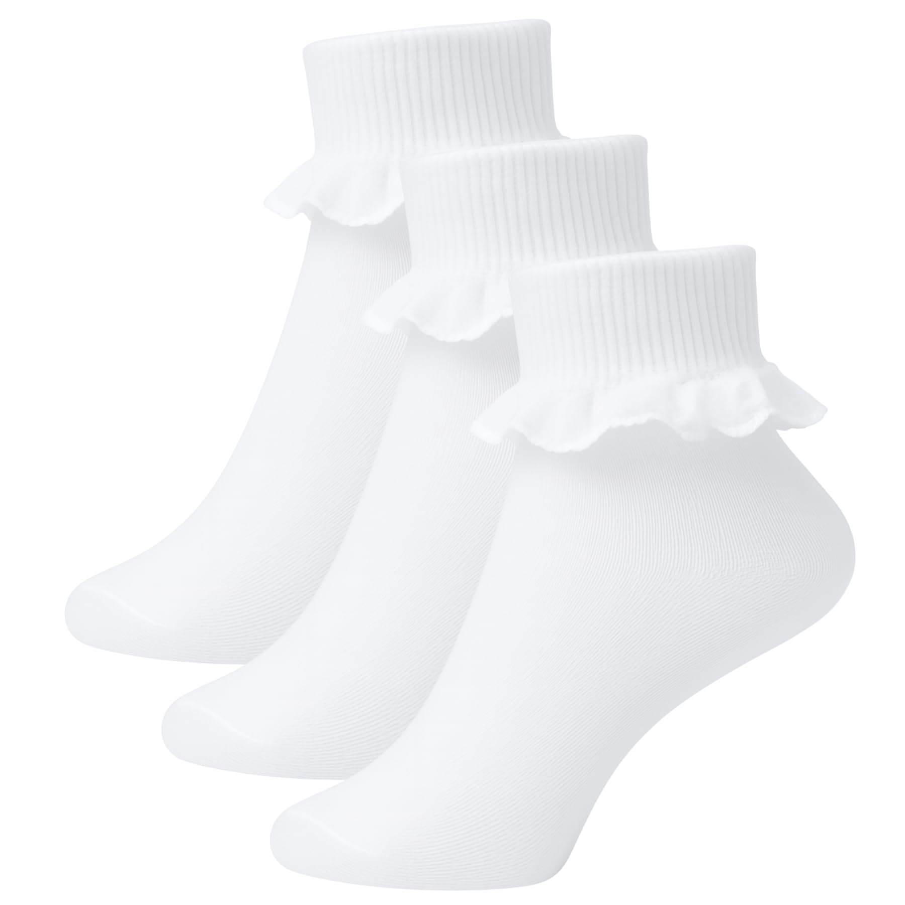 A2Z 4 Kids 3 Pack Girls Frilly Lace Ankle Cotton Socks With Delicate Lace Trim - Socks AZ753 White 3 Pack 7-10