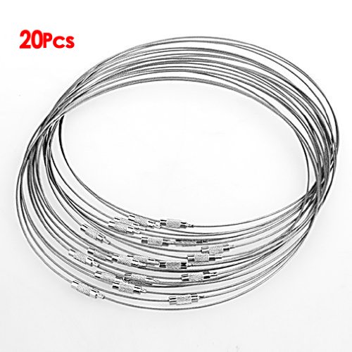 Preisvergleich Produktbild Gleader 20X Halsreif Halsband Metall Halskette 1mm Silberfarbe