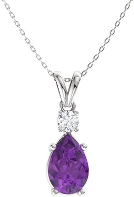 Diamondere Natural and Certified Pear Cut Gemstone and Teardrop Pendant Necklace with Diamond in 14k Solid Gold | 0.43 Carat Pendant with Chain