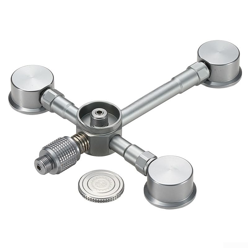 Adaptateur de distribution de gaz extérieur avec trois entrées de bidon de propane et capacité de sortie double cuisinière (noir)