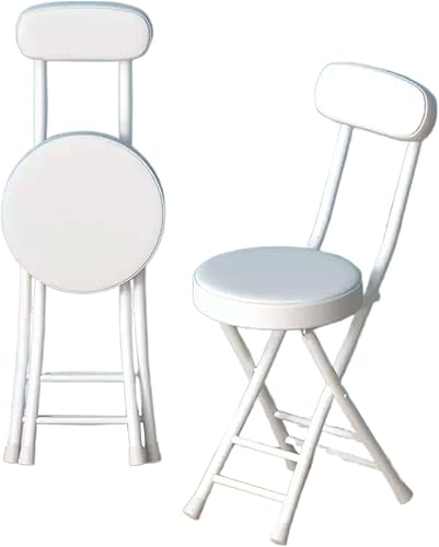 Taburetes plegables para adultos para sentarse con respaldo, asiento acolchado, taburetes para sentarse plegables con respaldo, 1.6 in de piel