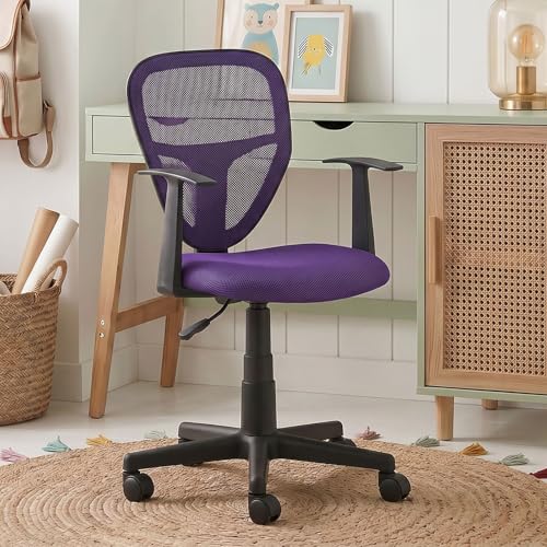 Schreibtischstuhl Kinder STUDIO ergonomisch, Lila - Kinderschreibtischstuhl für Kinderzimmer, drehbar und höhenverstellbar mit Armlehnen, atmungsaktiver Meshbezug [max. Belastbarkeit 100 kg]