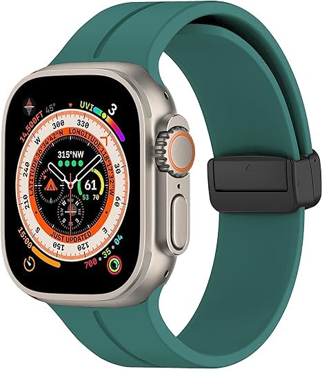 Image of Soft Silicone Sport Band Compatible with Apple Watch Ultra 49mm 45mm 44mm 42mm Magnetic Clasp Adjustable Strap For iWatch Series 10 9 8 7 6 5 4 3 2 1 SE Ultra 2nd gen (Only Strap, No Watch)