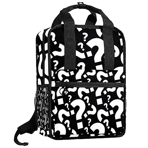 Sac à dos pour garçons cartable filles noir points d'interrogation 35cm