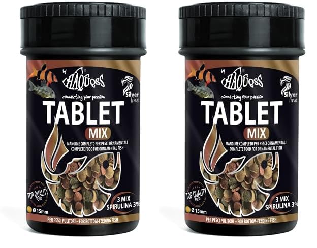 Haquoss Tablet Mix Mangime in Pastiglie affondanti per Pesci Pulitori da Fondo e Vetro, 100 ml/36 gr (Confezione da 2)