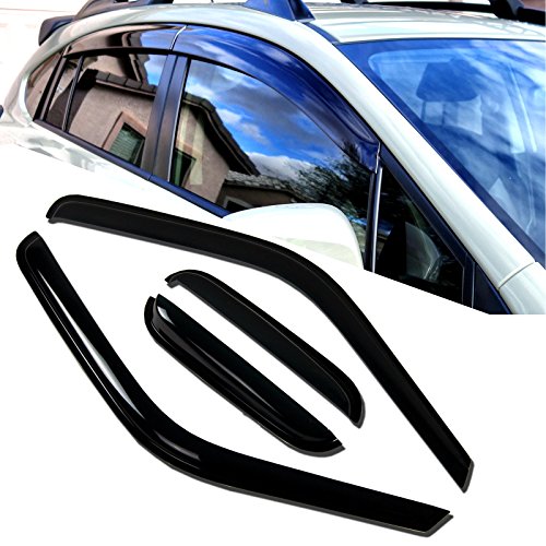 Image of TuningPros WD-475 Tinted Smoke Out-Channel Window Visor Deflector Rain Guard 4-pc Set