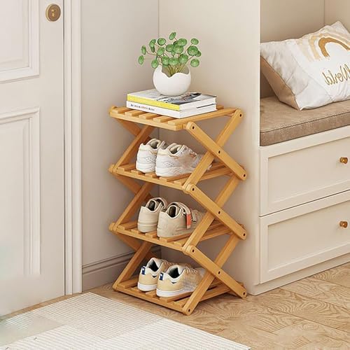Small Vertical Shoe Rack, 4 Tier Portable Foldable Shoe Rack No I...