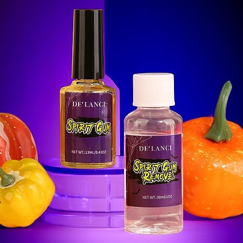 Spirit Gum Adhesive and Remover Kit Makeup Spirit Gum & Remover Combo Kit 13ml Spirit Face Glue+30ml Sfx Makeup Remover for Skin Professional Glue for Halloween Performance, Stage, Cosplay, Special FX - Image 7