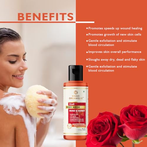 Image of Khadi Organique Rose & Honey Body Wash (SLS & PARABEN FREE) 210 ML