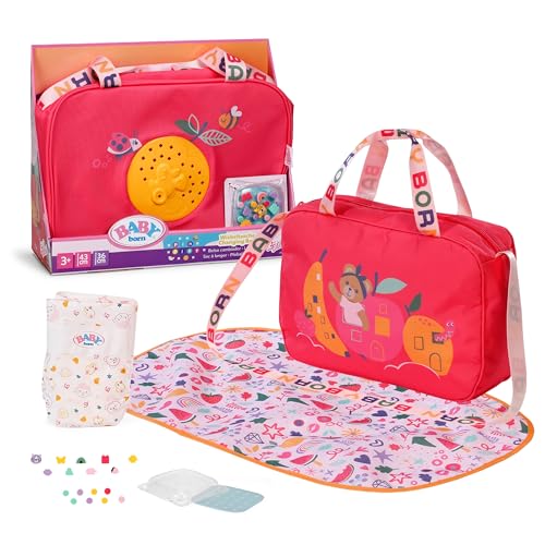 BABY Born Wickeltasche für Puppen - Inkl. Windeln Puderdose Aufbewahrungsbox & Pins zum Verzieren - Für alle 43cm Puppen - Hochwertiges Puppenzubehör