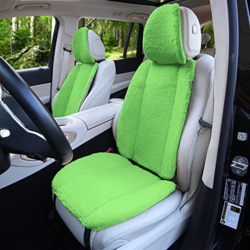 FH Group Car Seat Covers Front Set Green Automotive Seat Cushions - Faux Rabbit Fur Covers, Universal Fit, Automotive Seat Cover, Car Seat Cushion, Airbag Compatible Car Seat Cover for SUV, Sedan, Van by FH Group - Used condition - Image 2