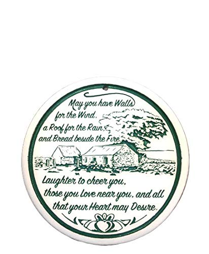 Bread Basket Warming Stone, Ceramic, Handcrafted, Irish Blessing