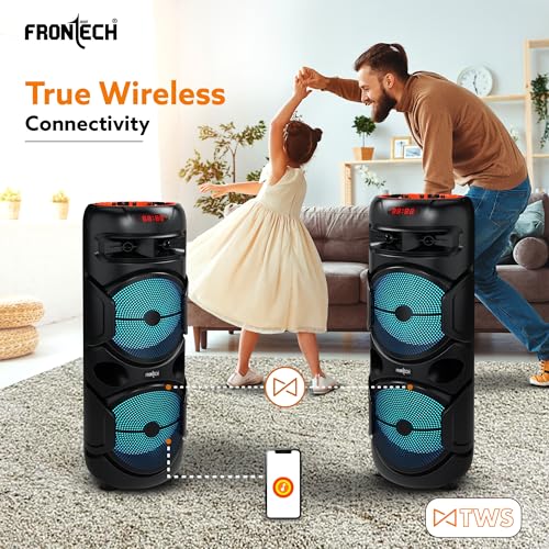 Image of FRONTECH SW-0134 Spectra TWS Wireless Bluetooth 48W 5.0 Trolley Speaker with Disco Party Lights, Wireless Mic, Up to 4 Hours Playtime, 1.0 Channel - 1 Year Warranty (Black)