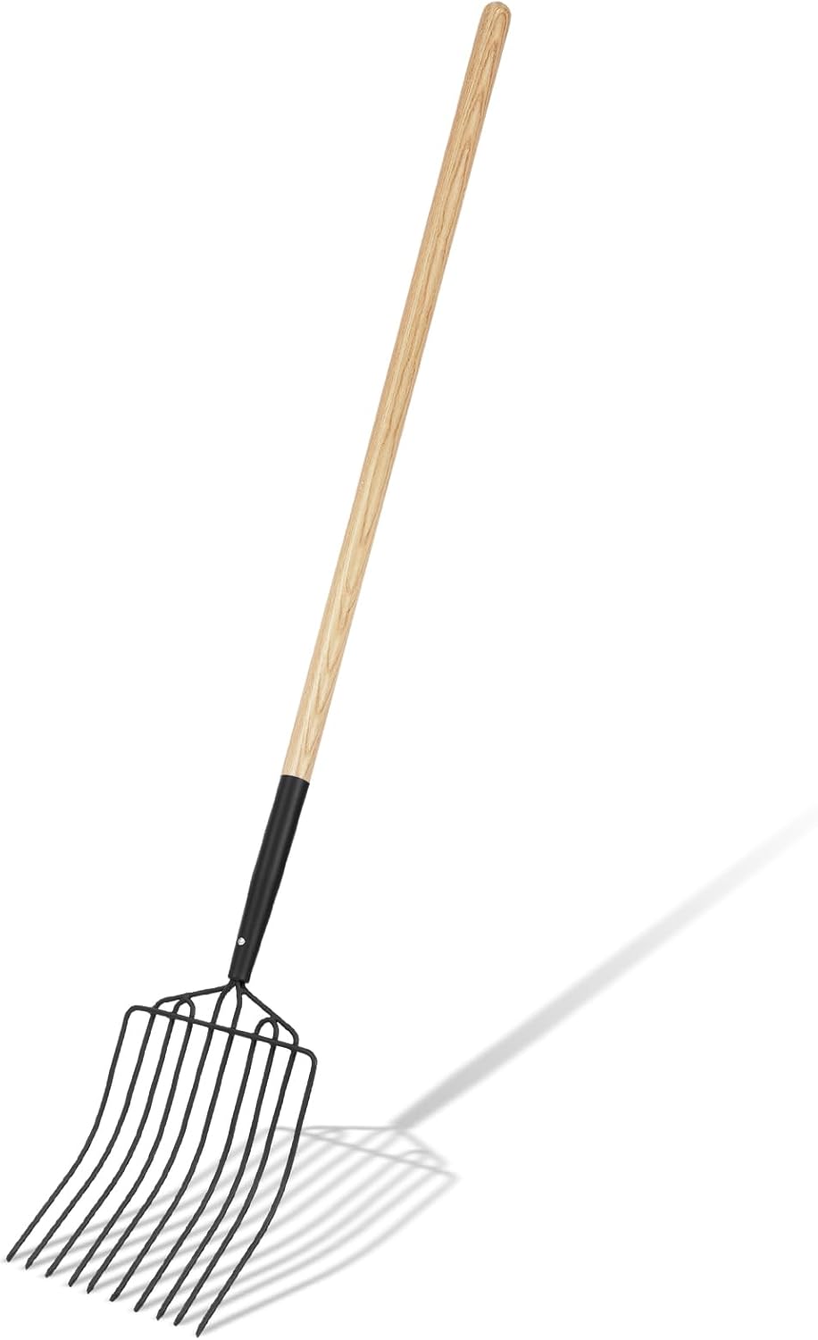 Lanties 65" 10-Tine Forged Steel Hay Fork with 54" Hardwood Handle - Heavy Duty Manure Pitchfork for Barn, Stable, Compost & Garden