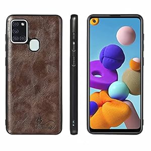 TTNAO Hoesje voor Samsung Galaxy A21S,Retro Stijl Premium Olie Wax Lederen Siliconen Case Zacht TPU Volledige…