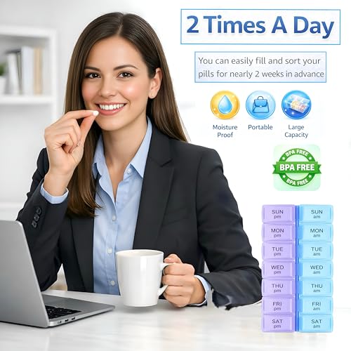 Image of JimXen Weekly Pill Organizer 7 Day 2 Times | 14 Slots Large Medicine Box | Moisture-Proof, BPA-Free Tablet & Vitamin Storage Case | Portable Daily Pill Planner for Home, Office & Travel (2 Times 7 Day)