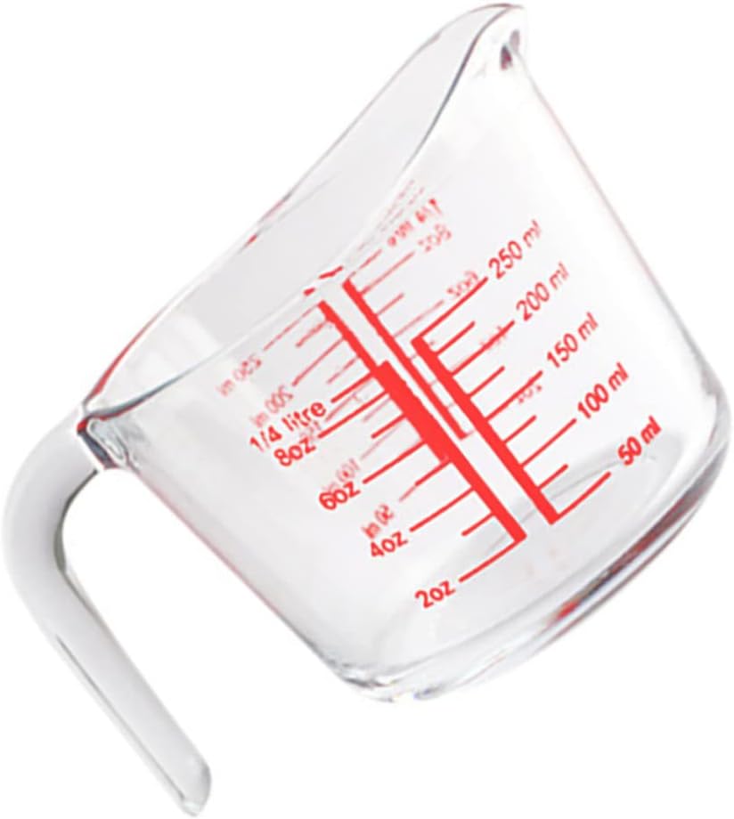 OUNONA Glass Scale Measure Cup Practical Kitchen Tool Wide Mouth Smooth Surface Comfortable to Hold