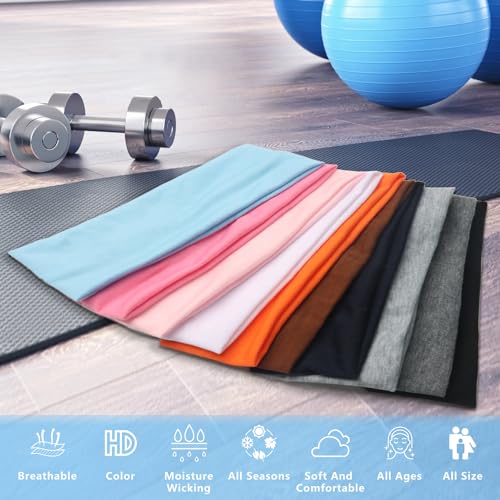 Firrenty Bandanas femininas 10 peças antiderrapantes, faixas de cabelo modernas de 10 cores, faixas