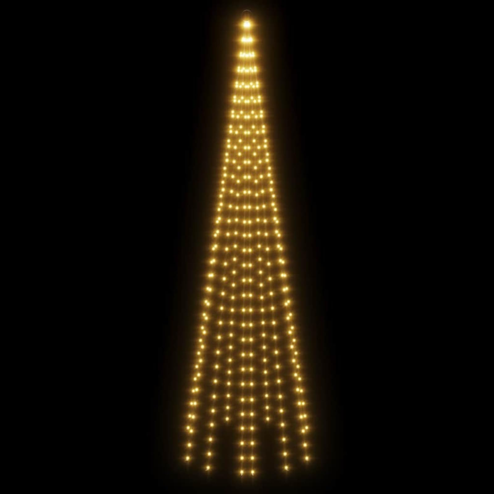Gecheer Árbol de Navidad LED de Exterior para mástil, 310 Luces Blanco cálido, 300 cm de Alto, 8 Efectos de iluminación, con Cable USB de 5 m, fácil Montaje