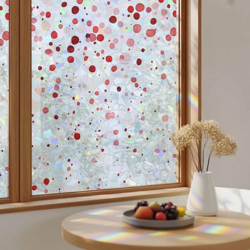 Vinilo para ventana arcoíris rojo con puntos y protección solar miniatura 4