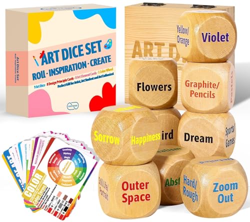 Garybank Inspiration Art Dice Gifts for Artists, W/Drawing Principles Cards - Color Wheel & Painting...
