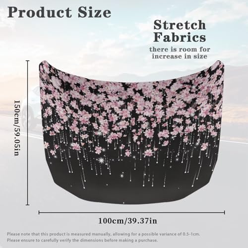 Image of Car Hood Cover Elastic Polyester Car Hood Cover with Cherry Blossom Waterproof Automotive Accessories Suitable Most Automotive Sedans Trucks Pickup Sports Cars