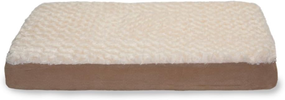 FurHaven Supportive Cooling Memory Foam Classic Mattress Dog Bed with Washable & Removable Cover - Plush Faux Fur/Suede Mattress - Cream, Dogs Up to 55 lbs - Large