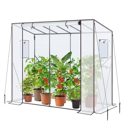 Ohuhu Tomaten-Gewächshaus mit PE-Abdeckung, Fenster, 200 x 77 x 170 cm
