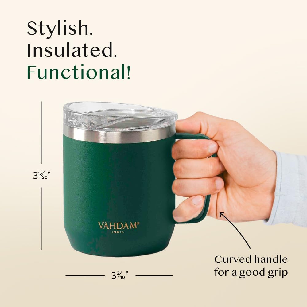 Tasse Isotherme Voyage Acier Inoxydable 300 Ml - Garde Chaud 6h / Froid 12h - Couvercle Anti-Fuite, Anse - Bleu