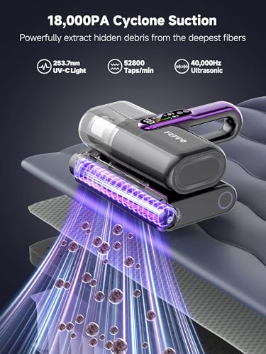 Image of FEPPO Cordless Mattress Vacuum Cleaner, 18Kpa Strong Suction Bed Vacuum