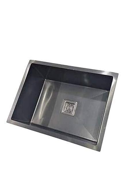 rigwell lifetime 304 Grade Single Bowl Stainless Steel Handmade Sink (Black Matt, 24 x 18 x 10 inches)