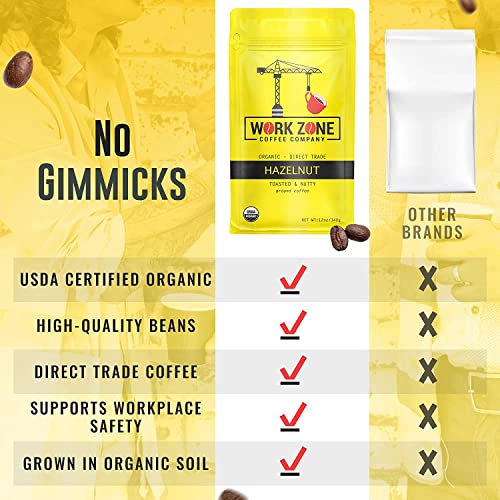 Work Zone Coffee Company - Organic Hazelnut Coffee, Medium Roast, Made From Premium Coffee Beans, Ground Coffee, 12 Ounces #TOP4