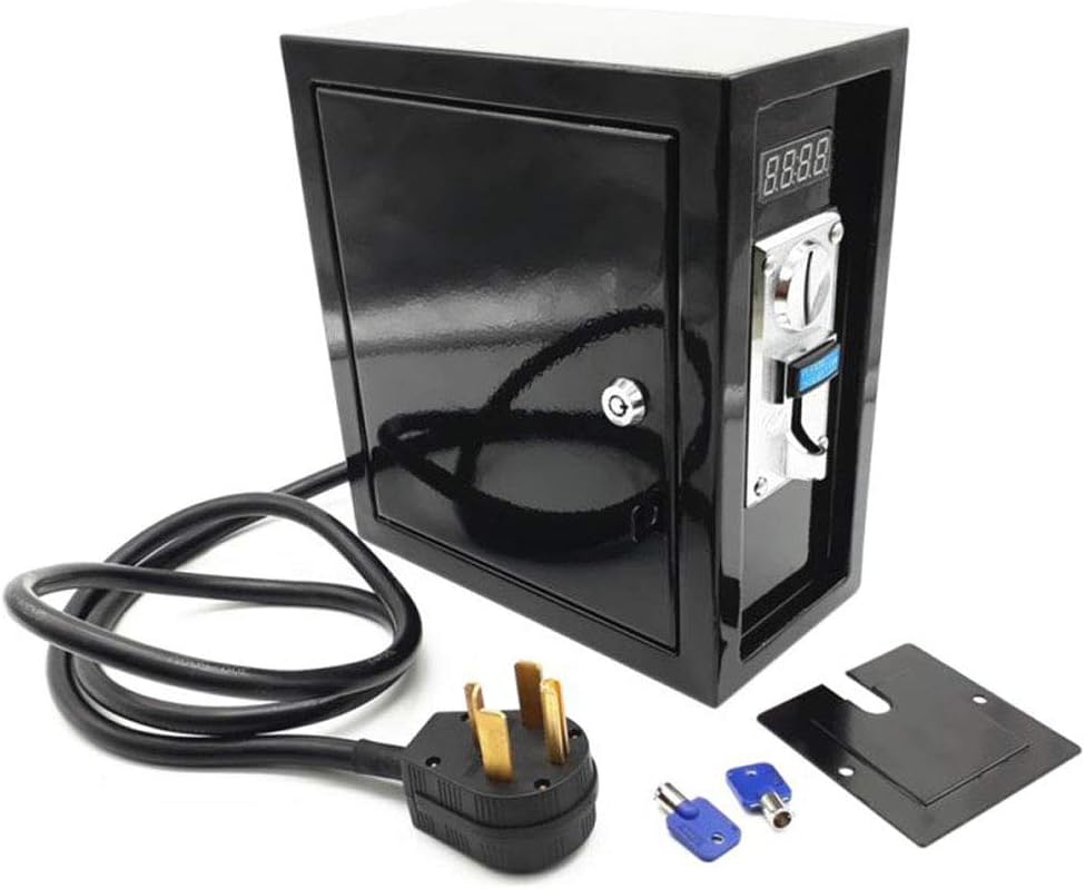 Electronic Timer Controll Box with 6 Kind Coins Selector Acceptor 220V Power Supply for Arcade Coin Operated Machine,Dryer (4 Pin US Plug)