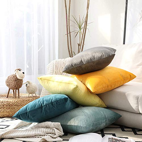 Image of Modern Homes (Pack of 2) Velvet Cushion Covers Plain Sofa Cushion Covers Pillow Covers for Living Room and Bedroom (16x16 inches, Dark Grey)