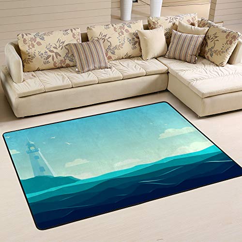 Tapis de grande taille en microfibres de corail bleu pour salon