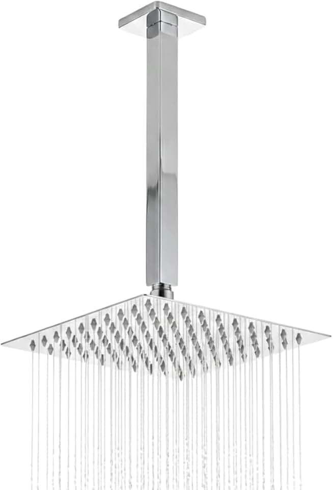 Ducha de Teto Quadrada 20x20 Slim Aço Inox Cromado Gás Solar Não Enferruja Articulável Luxo Moderno