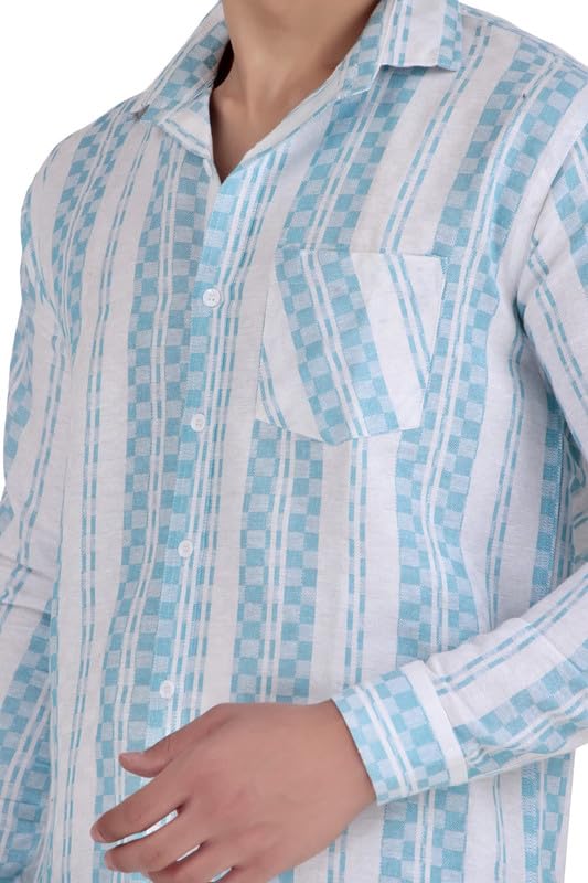 Image of Men's Khadie Cotton Long Sleeves Striped Casual Shirt