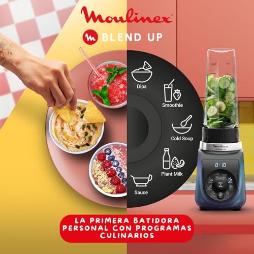 Miniatura 2 de Moulinex Blend Up, Batidora Personal Potente 1000 W, 8 Programas Automáticos, Pica Hielo, Ideal Para Batidos, Smoothies Y Bebidas Saludables, Diseño Compacto, Jarra Resistente, Azul, Lm19h4f0