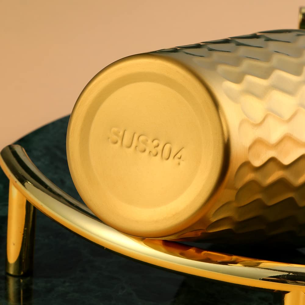 Buyer Star 10oz Edelstahl Becher Set, 6Stück Doppelwandiger Metallbecher, Vakuum Stapelbar Isolierte Tragbare Trinkbecher Unzerbrechliche Gläser, für Zuhause Outdoor Restaurant (Orange rot)