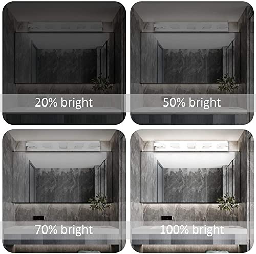 Image of Ralbay Dimmable Chrome Bathroom Light Fixtures 5 Lights Modern LED Vanity Light Fixtures Acrylic Stainless Steel Chrome Bathroom Vanity Wall Lighting Over Mirror