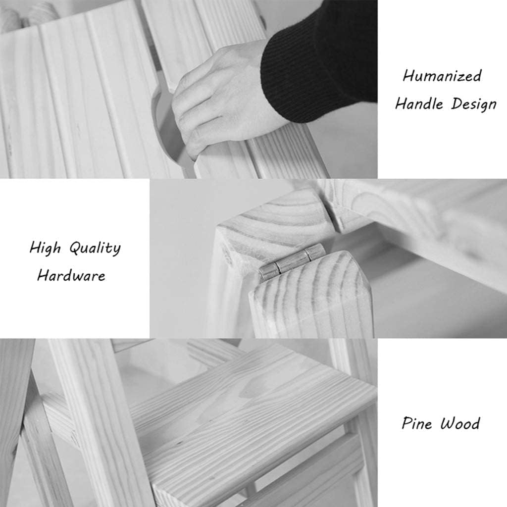 Modern Multi-Functional Step Stool Library Ladder Chair Library Furniture Folding Wooden Stool Chair Step Ladder, Display Stand and Flower Stand for Home