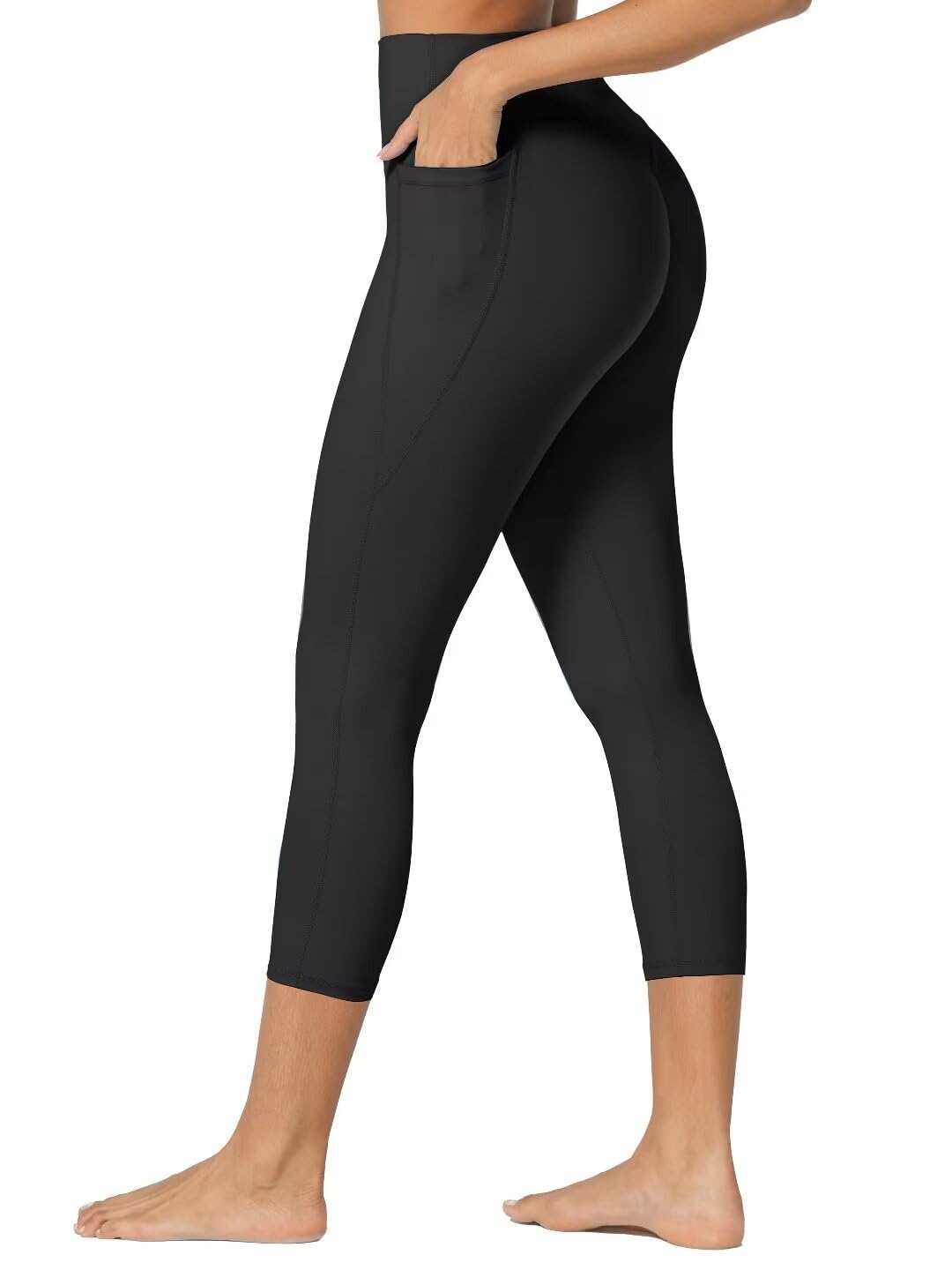 Sunzfly Invisible Butt Scrunch Workout Leggings with Pockets for Women No Front Seam Gym Yoga Pants with Tummy