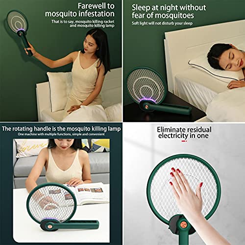 Draaien En Vouwen Elektrische Vliegenmepper, Oplaadbare Muggen Racket, Met Mosquito Control Lamp, 3-laags Touch Mesh… - Image 5